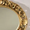 Specchio Ovale Cornice Legno Traforato Foglia Oro Made in Italy - Florence
