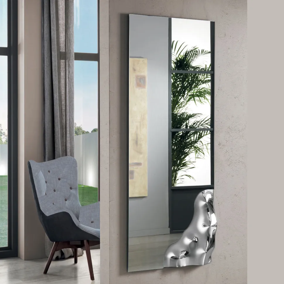 Specchio Rettangolare con Angolo in Vetro Fuso Made in Italy - Adelinda