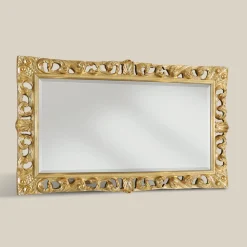 Specchio Rettangolare Legno Foglia Oro Classico Made in Italy - Denver