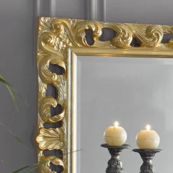 Specchio Rettangolare Legno Foglia Oro Classico Made in Italy - Denver