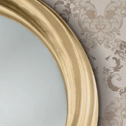 Specchio Rotondo con Cornice in Legno Oro di Lusso Made in italy - Adelin