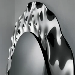 Specchio Rotondo con Cornice in Vetro Mosso Made in Italy - Adelma