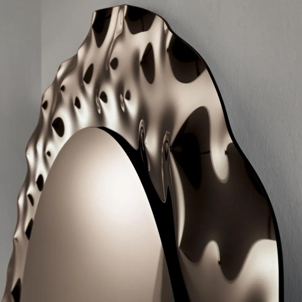 Specchio Rotondo con Cornice in Vetro Mosso Made in Italy - Adelma