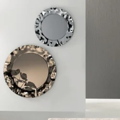 Specchio Rotondo con Cornice in Vetro Mosso Made in Italy - Adelma