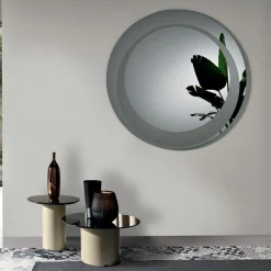 Specchio Rotondo da Parete con Decorazione Sabbiata Made in Italy - Annamaria