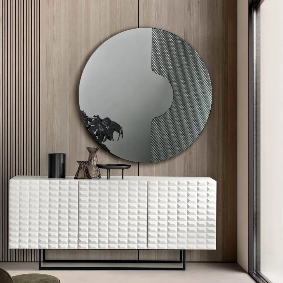 Specchio Rotondo da Parete con Inserto a Rete Made in Italy - Annabella
