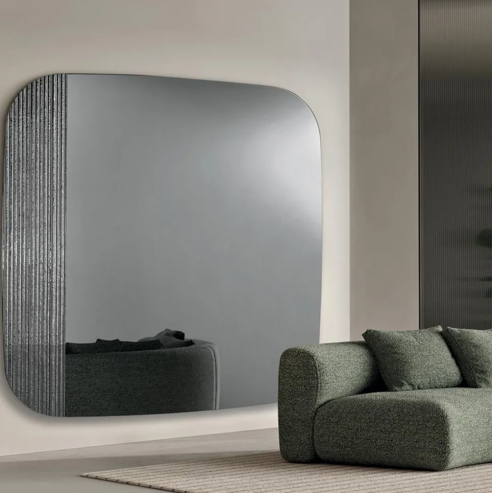Specchio Sagomato con Inserto Rigato Made in Italy - Alessia