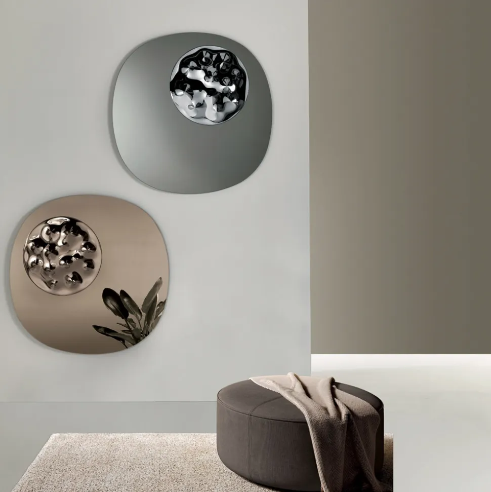 Specchio Sagomato Con Inserto in Vetro Mosso Made in Italy - Adalberta