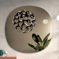 Specchio Sagomato Con Inserto in Vetro Mosso Made in Italy - Adalberta