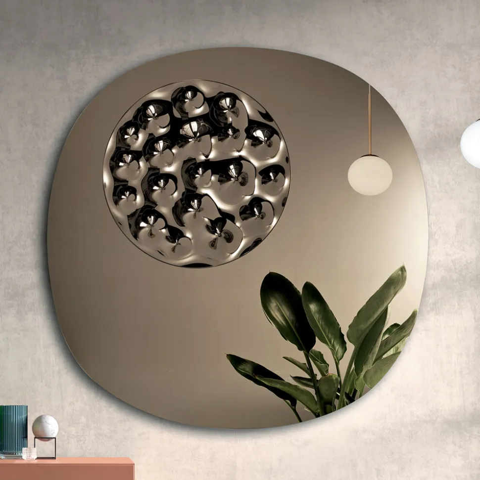 Specchio Sagomato Con Inserto in Vetro Mosso Made in Italy - Adalberta