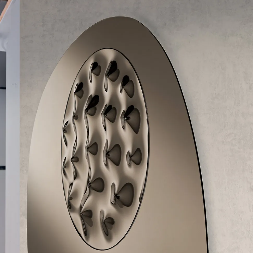 Specchio Sagomato Con Inserto in Vetro Mosso Made in Italy - Adalberta