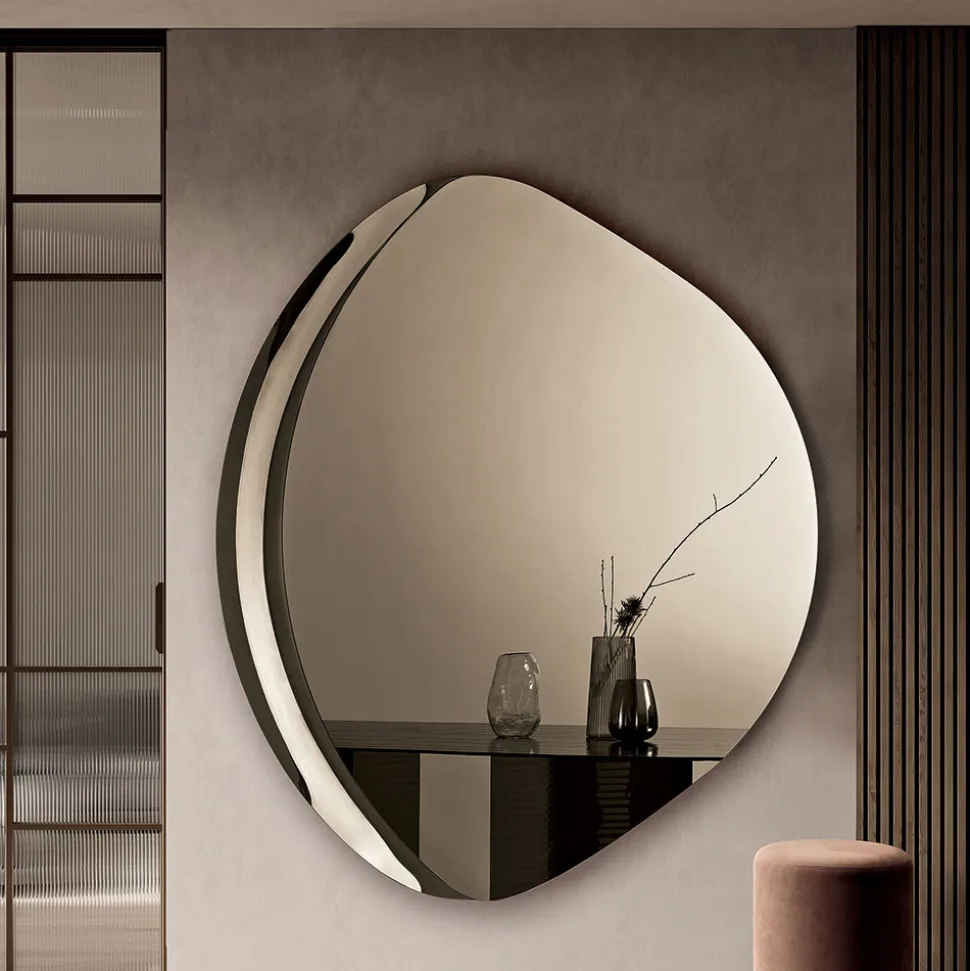 Specchio Sagomato Con Semi Cornice in Vetro Fuso Made in Italy - Abigaille