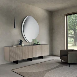 Specchio Sagomato Con Semi Cornice in Vetro Fuso Made in Italy - Abigaille