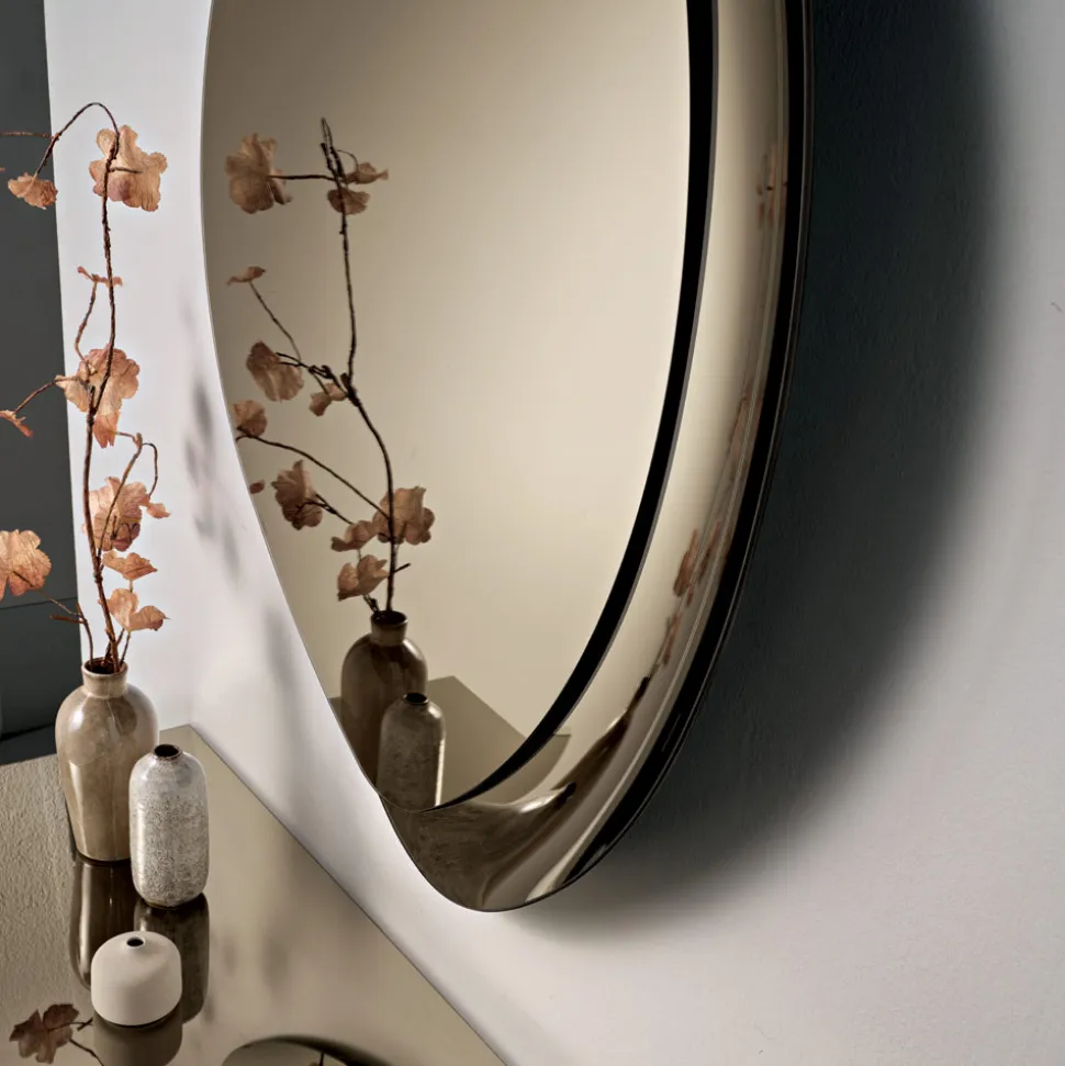Specchio Sagomato Con Semi Cornice in Vetro Fuso Made in Italy - Abigaille