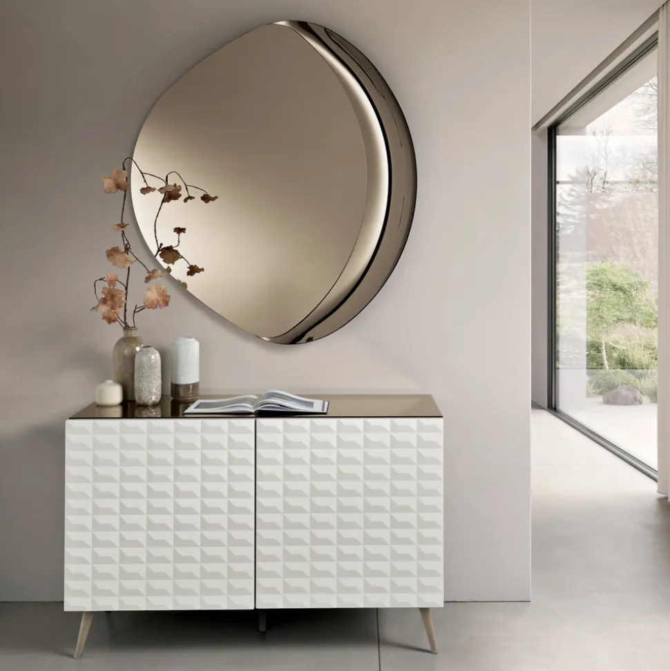 Specchio Sagomato Con Semi Cornice in Vetro Fuso Made in Italy - Abigaille