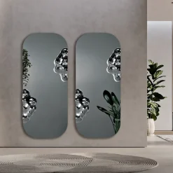 Specchio Sagomato Rettangolare Con Inserti in Vetro Mosso Made in Italy - Adelasia