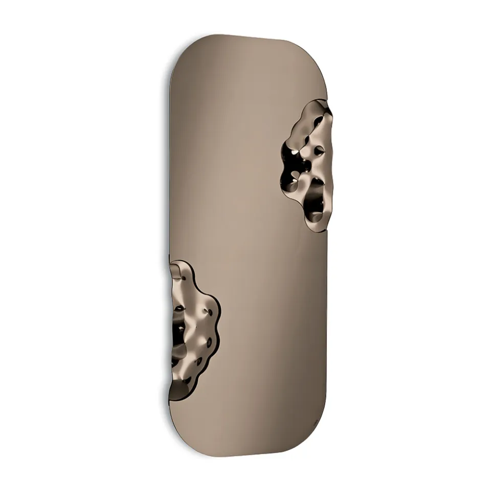 Specchio Sagomato Rettangolare Con Inserti in Vetro Mosso Made in Italy - Adelasia