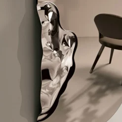 Specchio Sagomato Rettangolare Con Inserti in Vetro Mosso Made in Italy - Adelasia