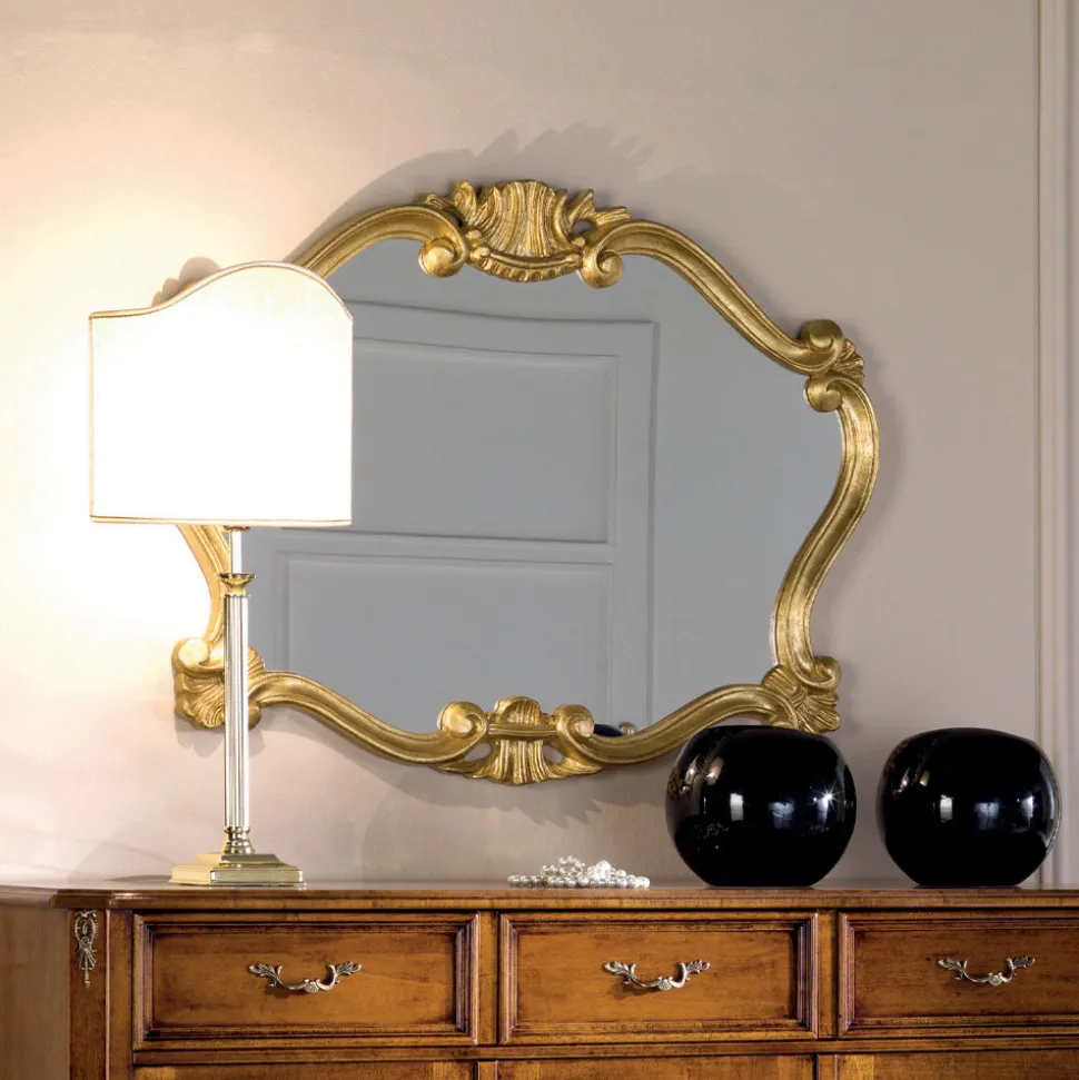 Specchio Stile Classico con Cornice Foglia Oro Made in Italy - Prezioso