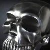 Statua a Forma di Teschio in Ceramica Argentata Realizzata in Italia - Skull
