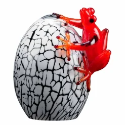 Statua a Forma di Uovo con Rana in Vetro Colorato Made in Italy -  Huevo