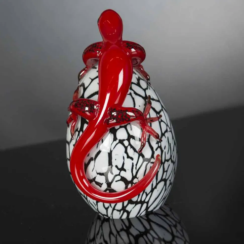 Statua Decorativa in Vetro a Forma di Uovo con Geco Made in Italy - Huevo
