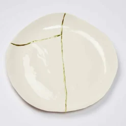 Svuotatasche Rotondo, in Porcellana Bianca e Foglia d'Oro di Design - Cicatroro