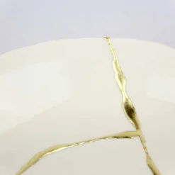 Svuotatasche Rotondo, in Porcellana Bianca e Foglia d'Oro di Design - Cicatroro