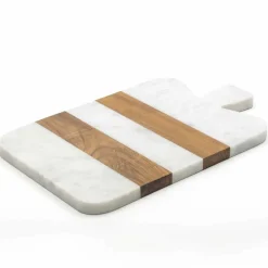 Tagliere di Design in Marmo Bianco di Carrara e Legno Made in Italy - Evea