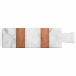 Tagliere di Design in Marmo Bianco di Carrara e Legno Made in Italy - Evea
