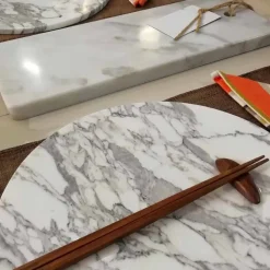 Tagliere Rettangolare in Marmo Bianco di Carrara Made in Italy - Masha