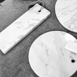 Tagliere Rettangolare in Marmo Bianco di Carrara Made in Italy - Masha