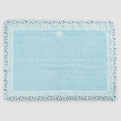 Tappeto per Bagno in Spugna Cotone e Lino con Pizzo Poema 2 Colori - Cuorotto