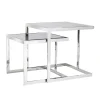 2 tavolini design moderno in acciaio con piano in vetro Bubbi