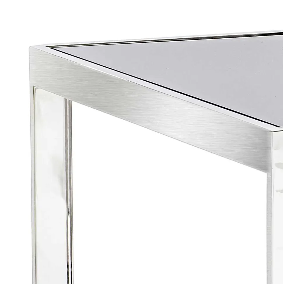 2 tavolini design moderno in acciaio con piano in vetro Bubbi