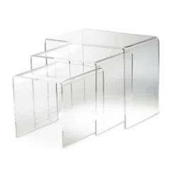 Tavolini Salotto in Cristallo Acrilico Trasparente Minimale 3 Pezzi - Cecco
