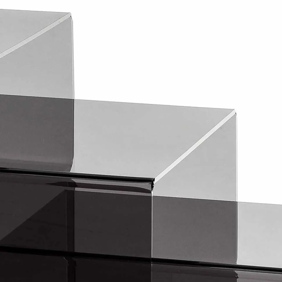 3 tavolini sovrapponibili fumé Amalia, design moderno, made in Italy
