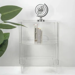 Tavolino Basso Comodino in Plexiglass Trasparente Made in Italy - Alamain