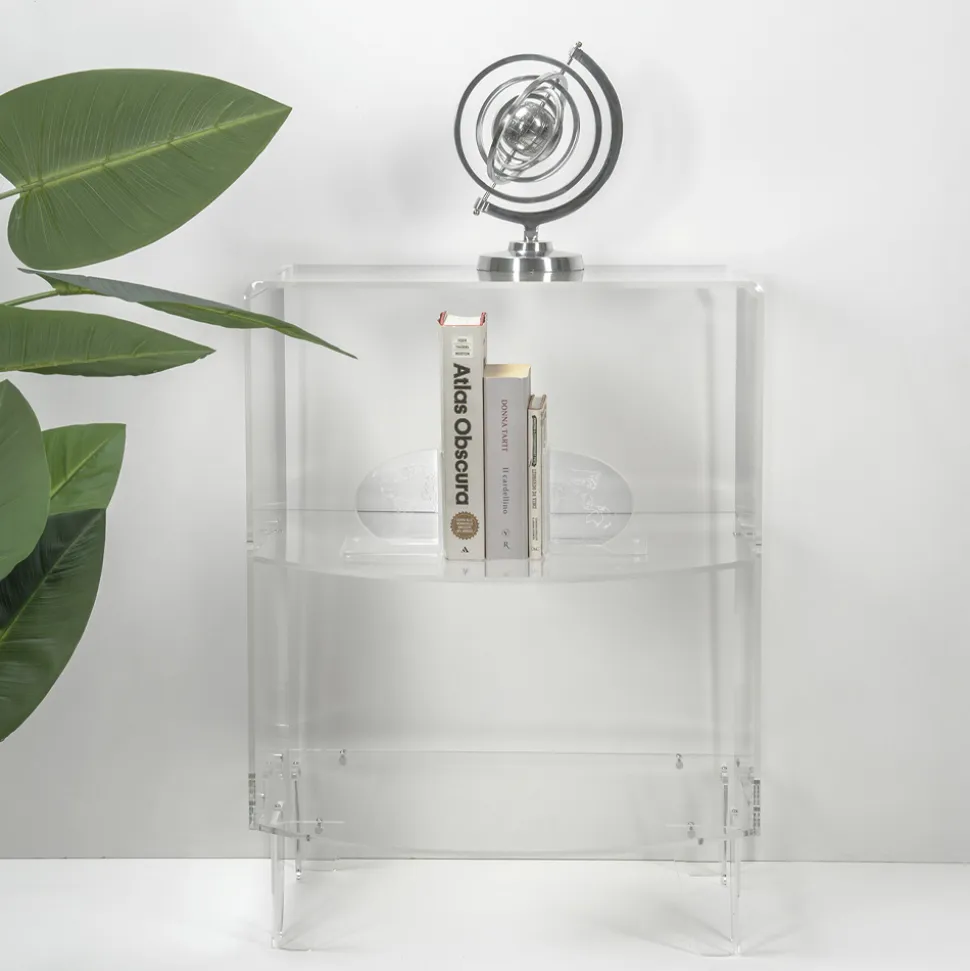 Tavolino Basso Comodino in Plexiglass Trasparente Made in Italy - Alamain