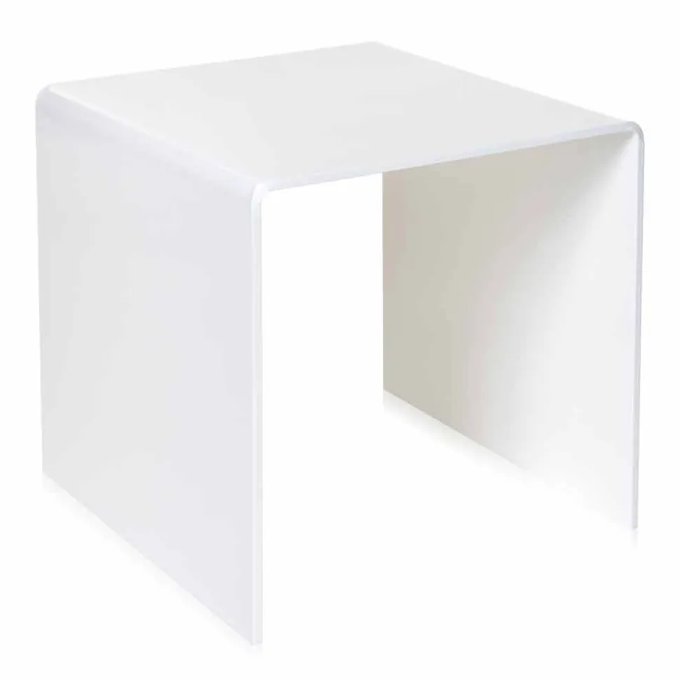 Tavolino bianco design moderno 50x50cm Terry Big, made in Italy
