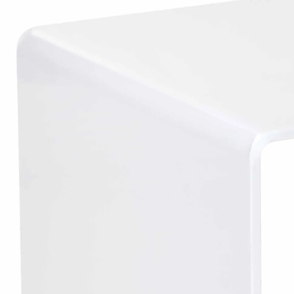 Tavolino bianco design moderno 50x50cm Terry Big, made in Italy