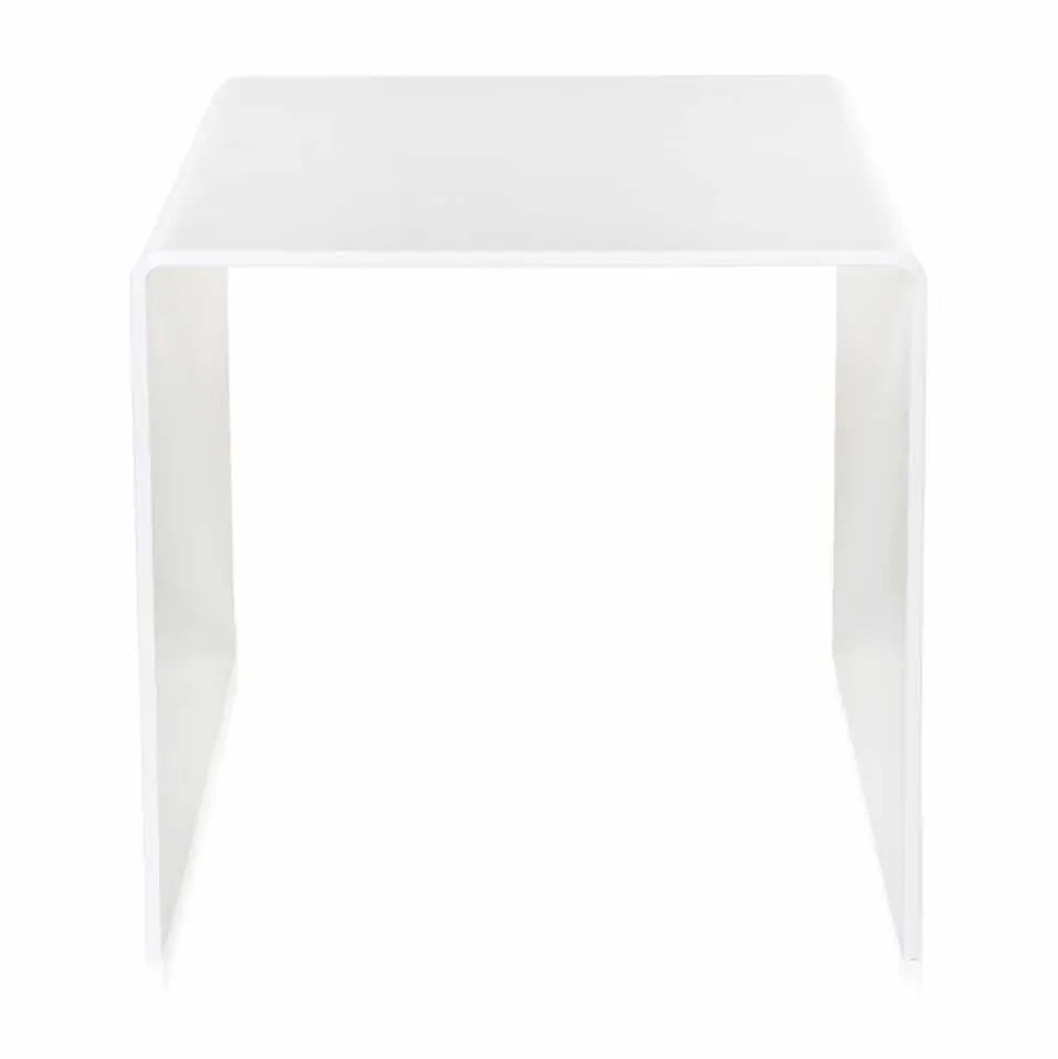 Tavolino bianco design moderno 50x50cm Terry Big, made in Italy