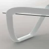 Tavolino bianco design moderno in vetro e Solid Surface Continuum