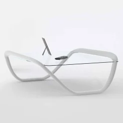 Tavolino bianco design moderno in vetro e Solid Surface Continuum