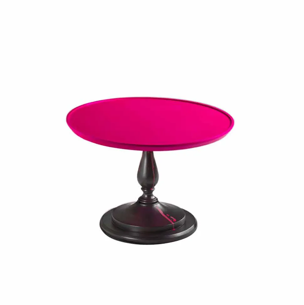 Tavolino cocktail da salotto con piano laccato rosa, diametro 70 cm, Nik
