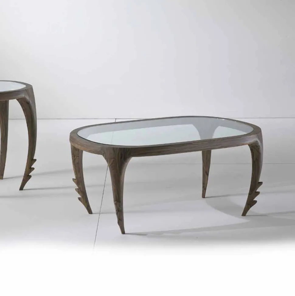 Tavolino cocktail design moderno in legno L 97x P68 cm Cecilia
