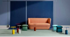 Tavolino Colorato Rotondo da Salotto in Lamiera di Design Moderno - Cocktail