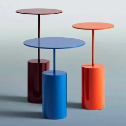 Tavolino Colorato Rotondo da Salotto in Lamiera di Design Moderno - Cocktail