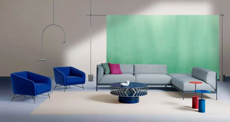 Tavolino Colorato Rotondo da Salotto in Lamiera di Design Moderno - Cocktail