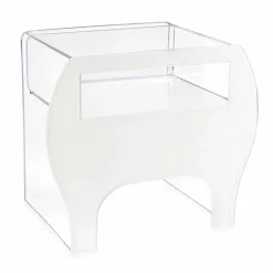 Tavolino / comodino da salotto, in cristallo acrilico di design Mineo